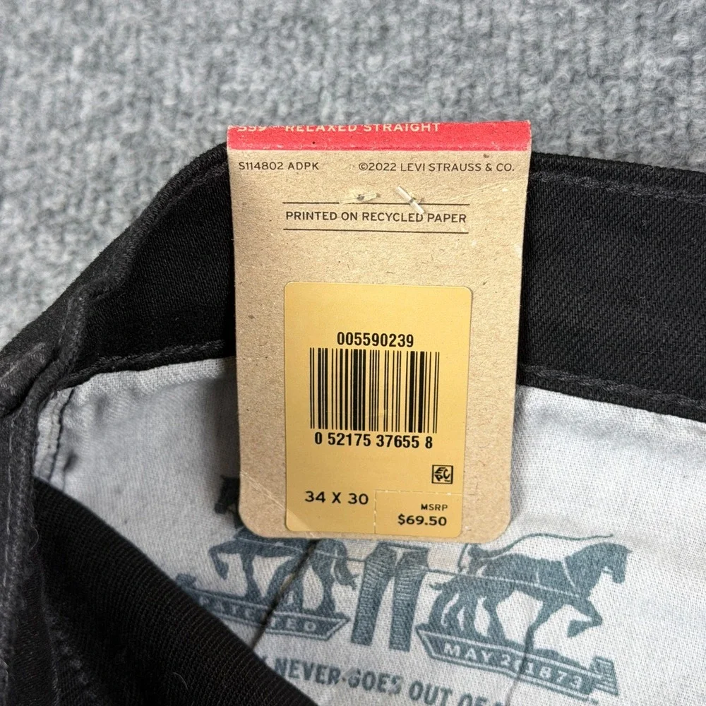Levis 559 Jeans Mens 34x30 Black Relaxed Straight Denim NEW NWT $69